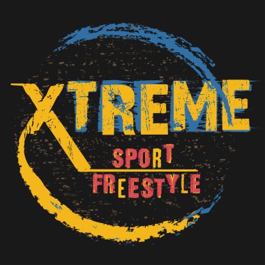 Aşırı spor serbest tipografi etiket