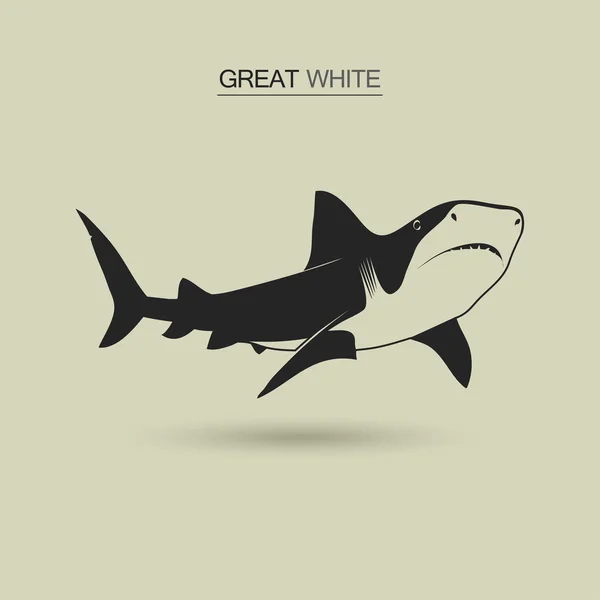 Vector Great white shark — Stock Vector