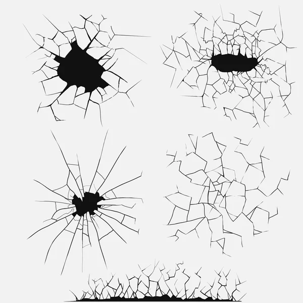 Ensemble de fissures, vecteur de verre cassé — Image vectorielle