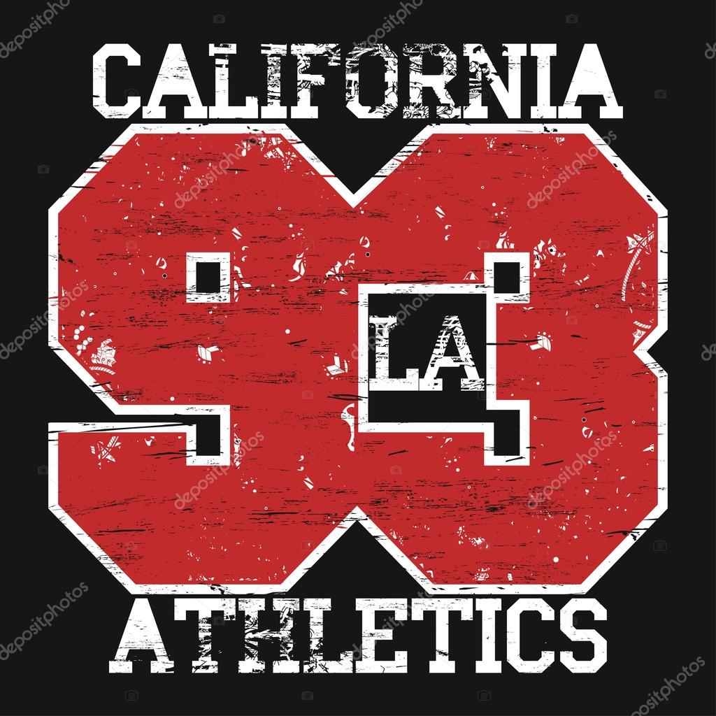 California sport T-shirt grun design. Los Angeles City Typography Graphics. Vector