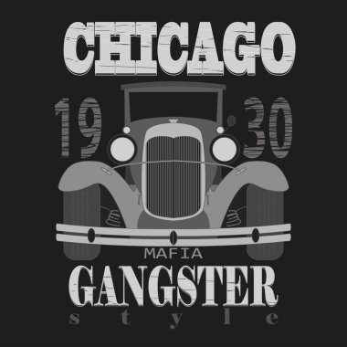 Chicagol t-shirt grafik tasarım. Gangster tarzı