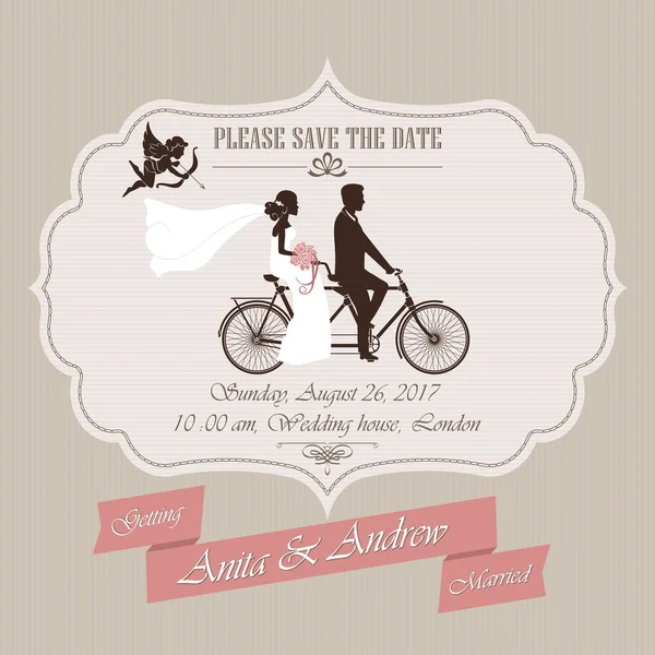 Wedding invitation, tandem bicycle — Stock Photo, Image