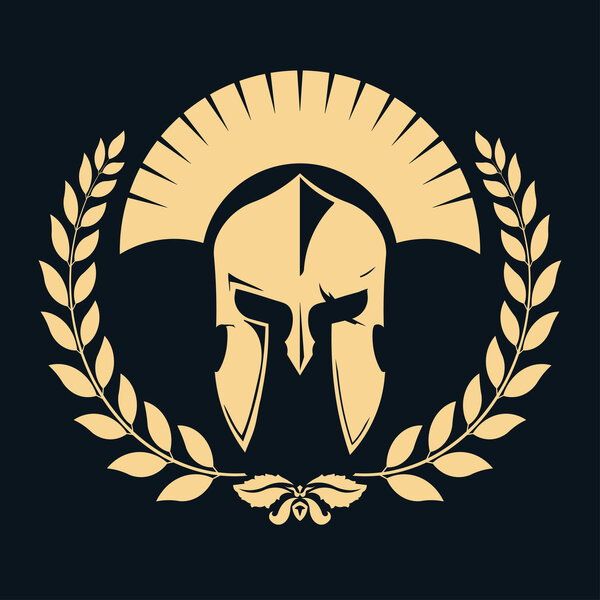 Gladiator silhouette with laurel wreath