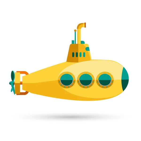 Sottomarino giallo con periscopio — Vettoriale Stock
