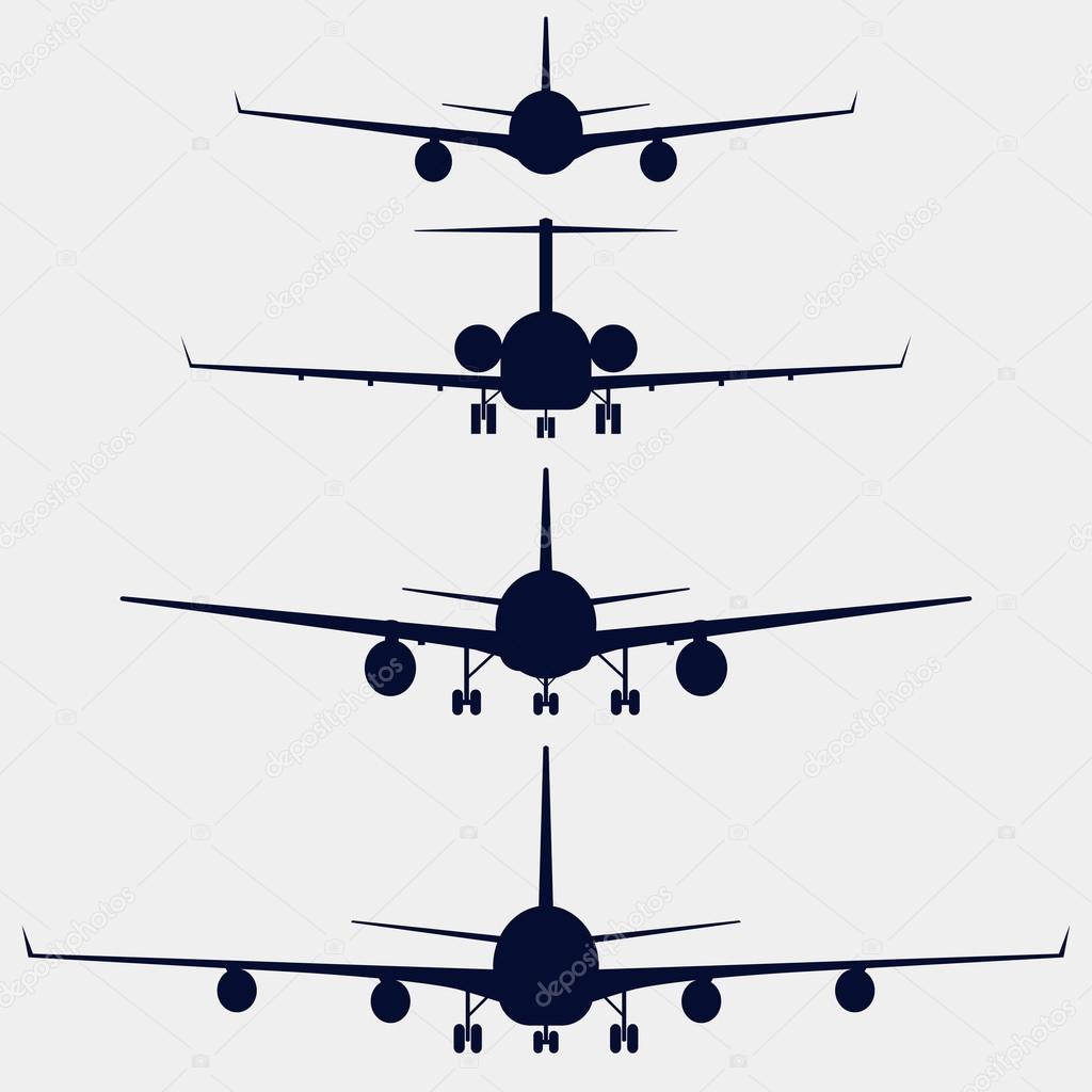 Airplanes silhouette front view