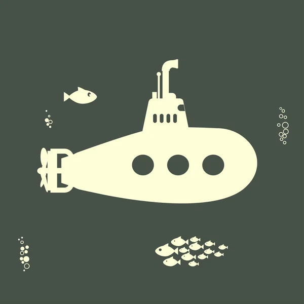 Sottomarino giallo con periscopio — Vettoriale Stock