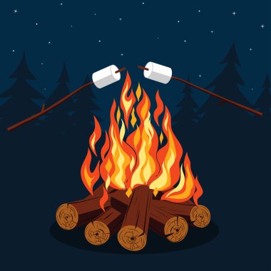 Bonfire with marshmallow clipart