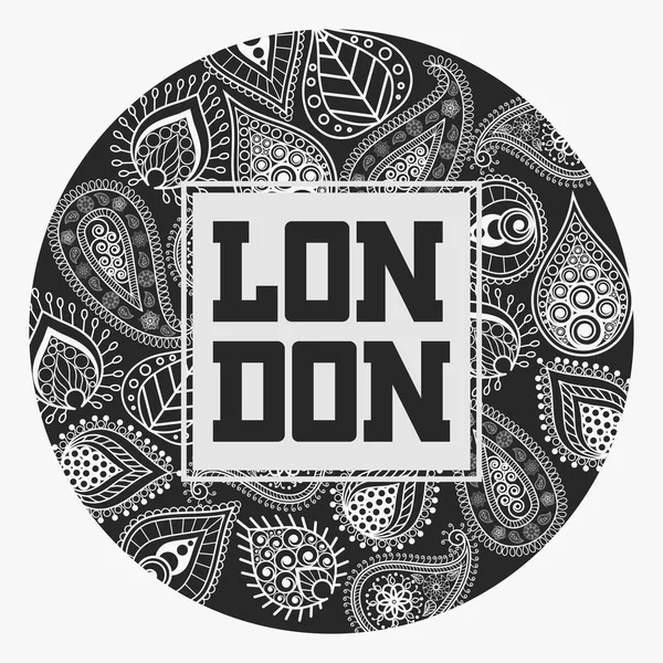 London T-shirt med blommig prydnad — Stock vektor