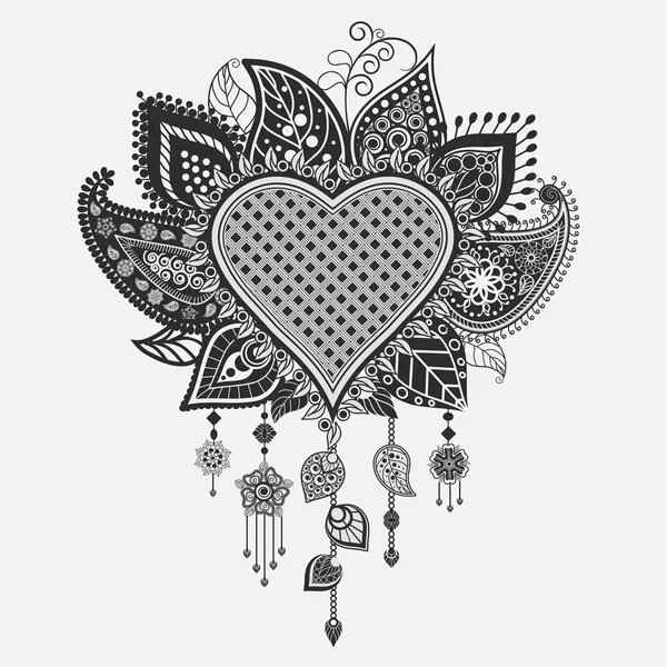 Corazón floral - atrapasueños — Vector de stock