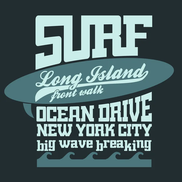 Surfen t-shirt grafisch ontwerp — Stockvector