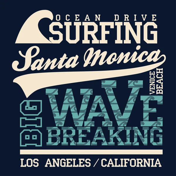 Surfing t-shirt grafisk design — Stock vektor