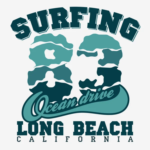 Surfing t-shirt grafisk design — Stock vektor