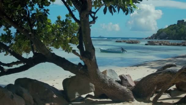 Sonho exótico - Praia na ilha La Digue em Seychelles . — Vídeo de Stock