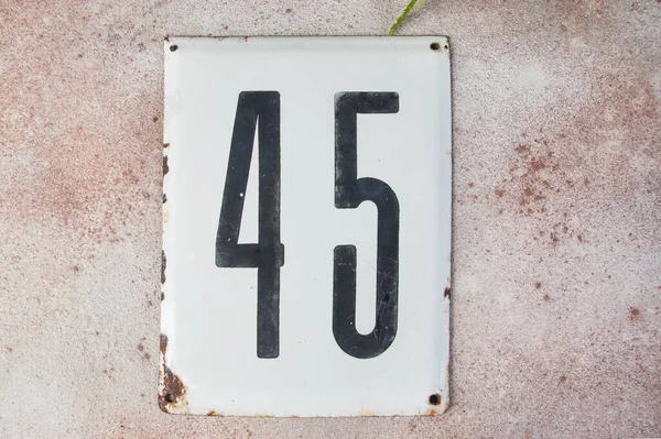 Old Metak House Number Sign Wall Background Copy Space Text — Stock Photo, Image