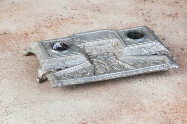 Antika alüminyum mürekkep masası kalem seti ofis, ofis ve ev dekorasyonu