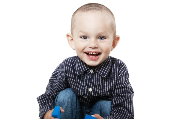 Sorridente bambino su bianco — Foto Stock