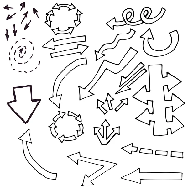 落書き設定手塗り矢印 - ベクトル図 — ストックベクタ