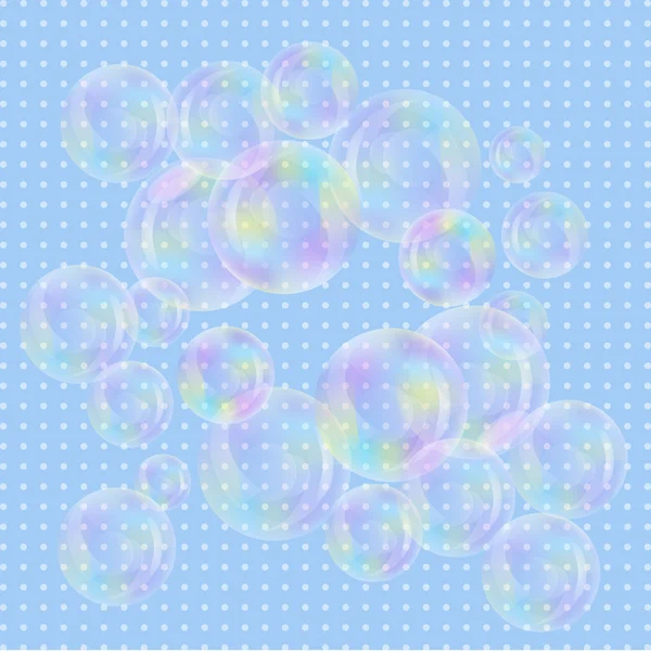 Realistyczne bańki mydlane z rainbow odbicie jest ustawiona na białym tle - ilustracja wektorowa — Wektor stockowy