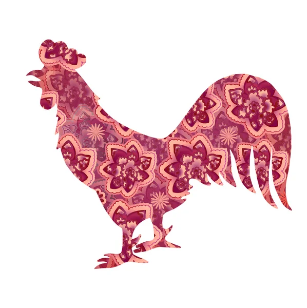 Carta rossa tagliare un pollo simboli zodiacali — Vettoriale Stock
