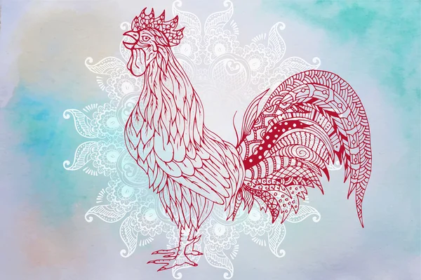 Vektor ilustrasi ayam jago, simbol 2017 pada kalender Cina . - Stok Vektor