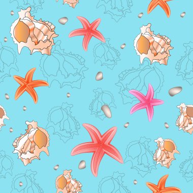 deniz kıyısı, taşlar ve deniz yıldızı seamless modeli