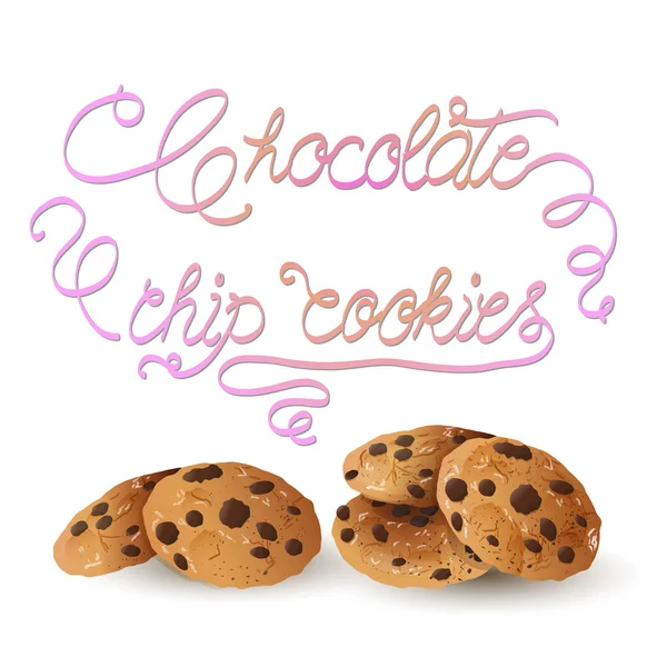 Csoki chip cookie-kat. Részletes Vector Icon. Számos élelmiszer- és ital- és főzés kellékei. — Stock Vector