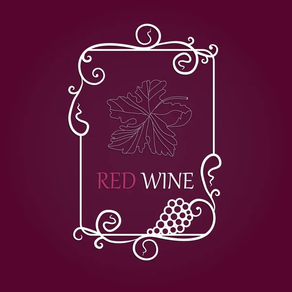 Wine grapes leaf label background — Stock Vector