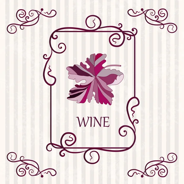 Şarap üzüm yaprağı etiket arka plan — Stok Vektör