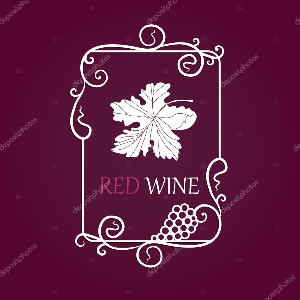 Wine grapes leaf label background - vector illustration
