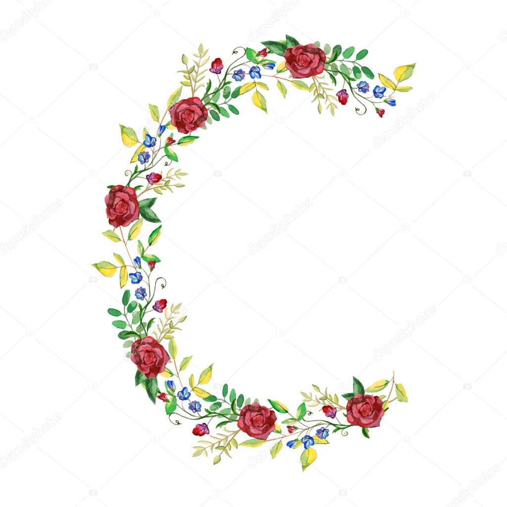 Watercolor Floral Monogram Letter — Stock Vector © vectorart 91818266