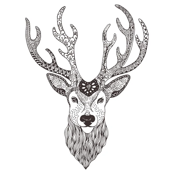 Deer head tattoo mehendi — Stock Vector
