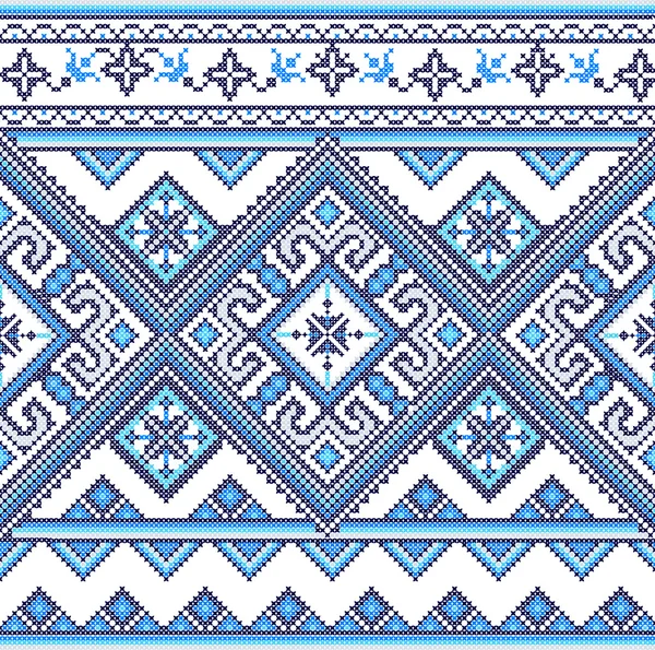 Bestickte handgefertigte Kreuzstich ethnische ukrainische Muster — Stockvektor