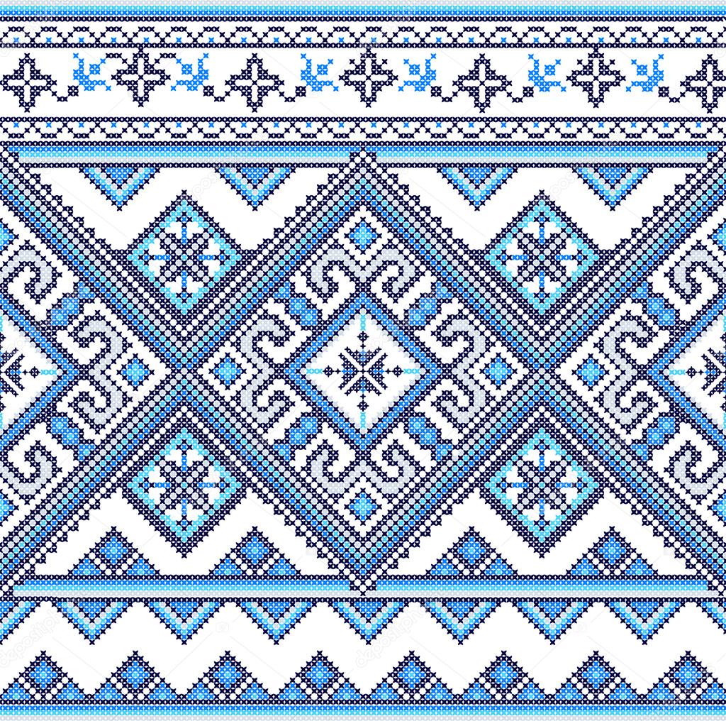 Embroidered handmade cross-stitch ethnic Ukraine pattern