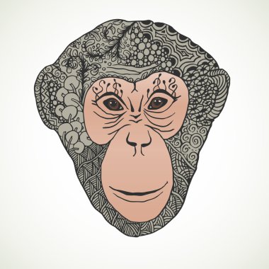 Maymun zentangle yeni yıl 2016 