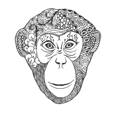 Maymun zentangle yeni yıl 2016 