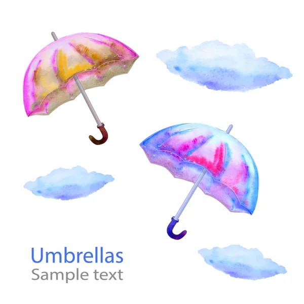 Pestře barevný deštník akvarel — Stockový vektor