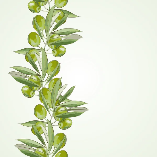 Aquarelle bordure olive - illustration vectorielle — Image vectorielle