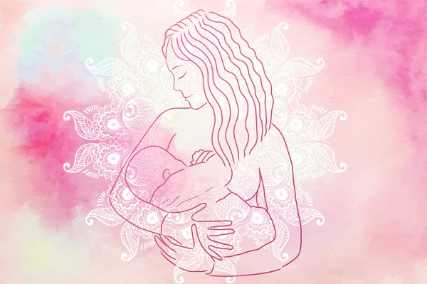 母乳喂养-矢量图 — 图库矢量图片