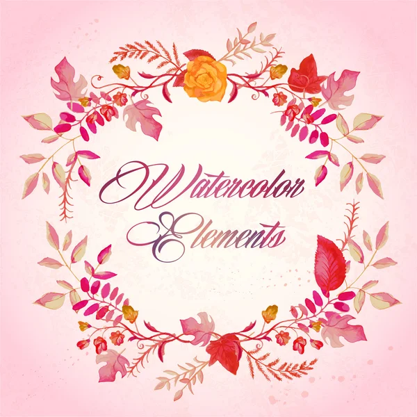 Aquarell florale Elemente Set - Vektorillustration — Stockvektor