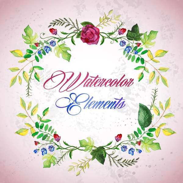 Aquarell florale Elemente Set - Vektorillustration — Stockvektor