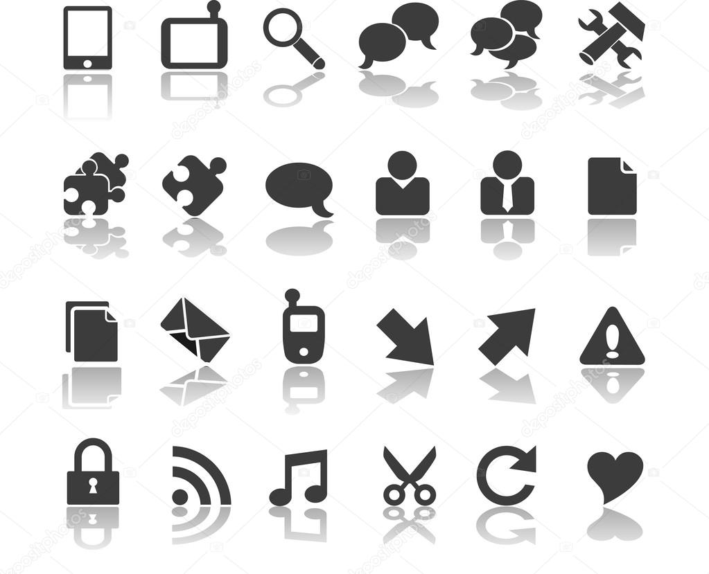 Collection of modern black business icons