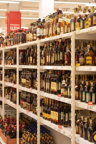Russia Ivanovo November 2020 Editorial Large Rack Store Strong Drinks —  Fotos de Stock