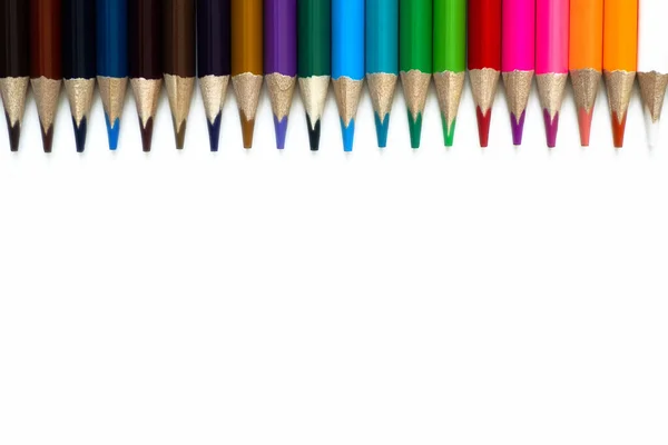 Crayons Couleur Sur Fond Blanc Isolé — Photo