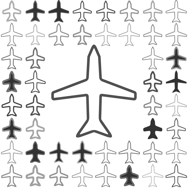 Vonal repülőgép ikonkészlet design — Stock Vector