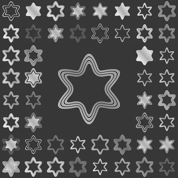 Silver line star icon design set — Stock Vector