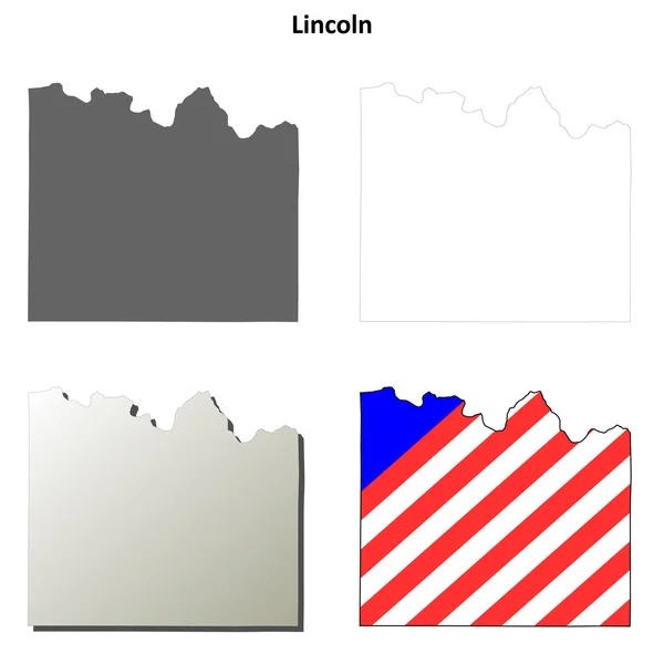 Hrabstwo Lincoln kontur mapa zestaw — Wektor stockowy