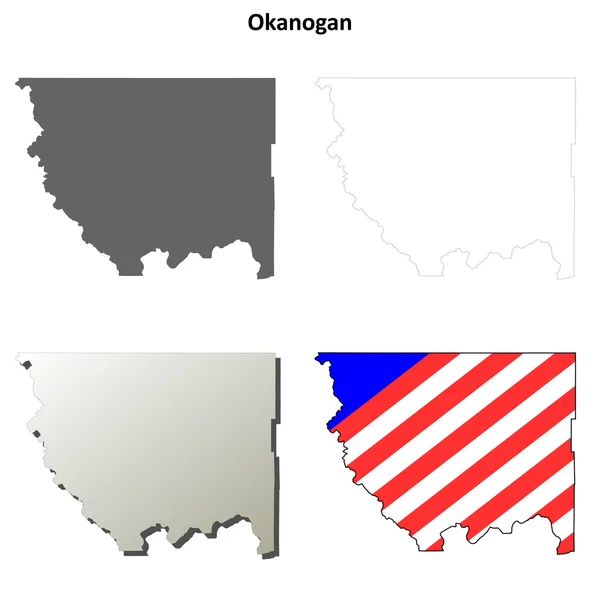 Okanogan County, Washington schiță set hartă — Vector de stoc