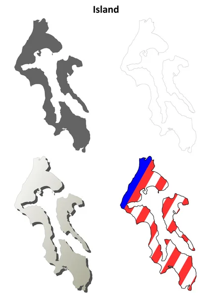 Island County, Washington mappa dettagliata impostata — Vettoriale Stock