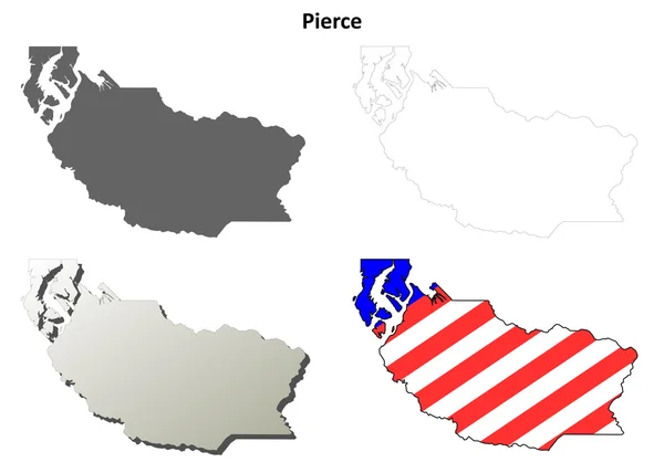 Pierce County, Washington anahat harita seti — Stok Vektör