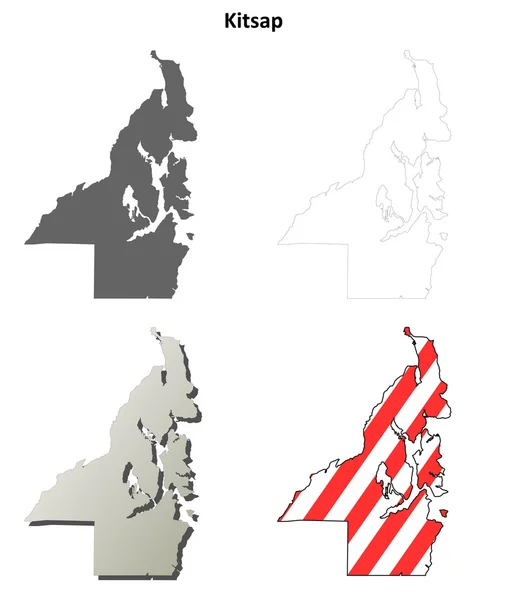 キトサップ郡概要地図セット — ストックベクタ